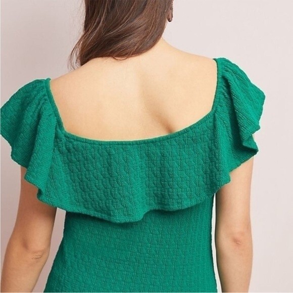 Anthropologie Textured Off-The Shoulder Top in Kelly Green S NWOT - Picture 4 of 11